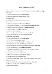 English worksheet: idioms with body parts