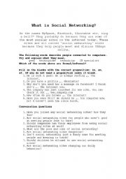 English Worksheet: Social Networking Discussion and Exercises