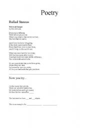 English Worksheet: Ballad Stanza Worksheet