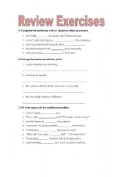 English worksheet: review exercises