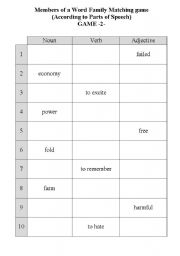 English Worksheet: Word Family Matching Game 2