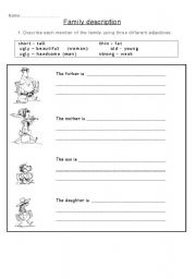 English worksheet: family description