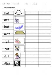 phonics - short a   reading and writing practice