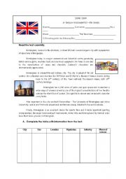 English Worksheet: Birmingham