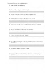 English Worksheet: Angels and Demons worksheet