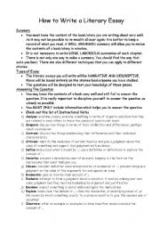 English Worksheet: How to write a literary essay