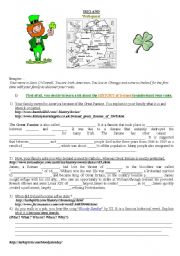 English Worksheet: Ireland Webquest