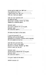 English worksheet: Coldplay lyrics gap exercise