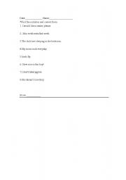 English worksheet: correct the mistakes