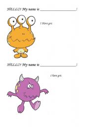 English Worksheet: BODY PARTS PART 1 - DESCRIBING MONSTERS