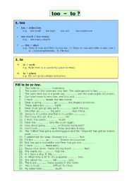 English Worksheet: to - too?