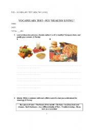 English Worksheet: Healthy Living - Vocabulary Test