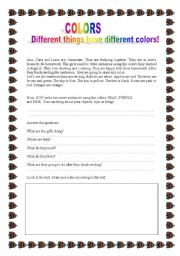 English worksheet: COLORS