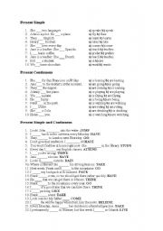 English Worksheet: Present Simple and Continuous