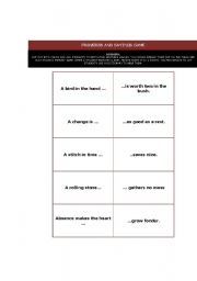 English Worksheet: Proverbs and saying game