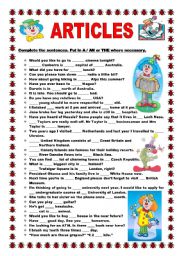 English Worksheet: Articles