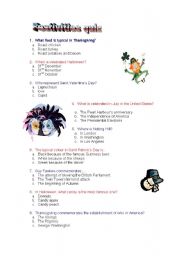 English worksheet: festivities quiz