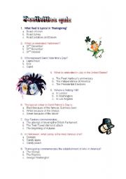 English Worksheet: festivities quiz