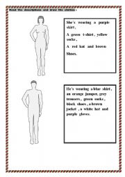English worksheet: Clothes reading