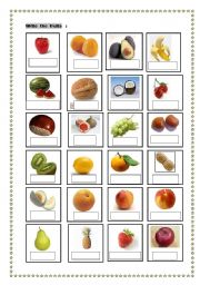 English Worksheet: fruit pictionary