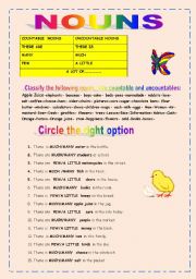 English Worksheet: great countable and uncountable nouns worksheet