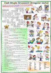 English Worksheet:  Past simple Crossword (irregular verbs)