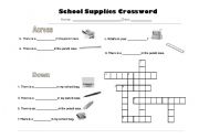 English Worksheet: crossword shool vocabulary