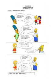 English Worksheet: What are The Simpson doing?