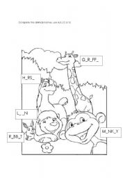 English Worksheet: Complete the animals names