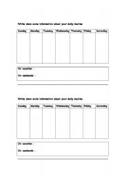 English Worksheet: Writing and speaking activity about daily routine