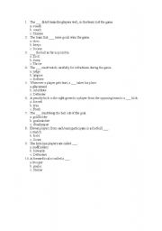 English worksheet: Football Vocabulary Quiz