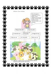 English worksheet: wild and domestic animals at the zoo