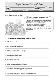 English Worksheet: Test_LIKES AAND DISLIKES, FOOD, DEMONSTRATIVE PRONOUNS (4 PAGES)