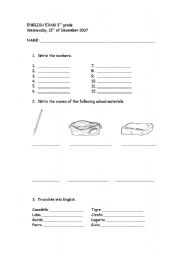 English worksheet: school material
