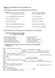 English Worksheet: Present Simple and Present Continuous Tense