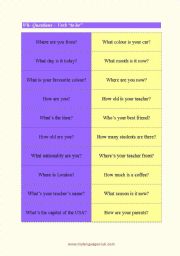 English Worksheet: Wh- questions of the verb to BE