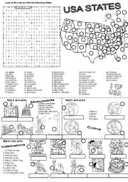 English Worksheet: Wordsearch USA STATES