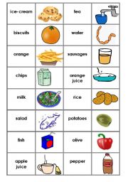 English Worksheet: food domino 1/2