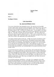 English Worksheet: Reading/Vocab/Grammar/Writing Test #1