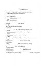 English Worksheet: Word Transformation