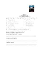 English Worksheet: an unconvienent truth- movie trailer activity