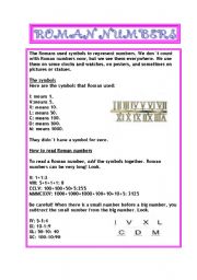 English Worksheet: ROMAN NUMBERS