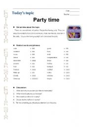 English Worksheet: Party time