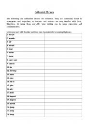 English worksheet: Collocations