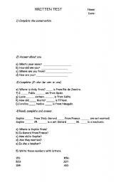 English worksheet: personal information