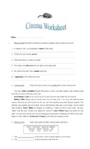 English Worksheet: cinema