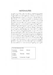 English Worksheet: NATIONALITIES