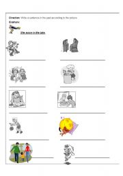 English worksheet: past tense picture practice