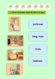 English Worksheet: Rooms in a house