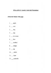 English worksheet: Grammar Up & Away 1 Worksheet